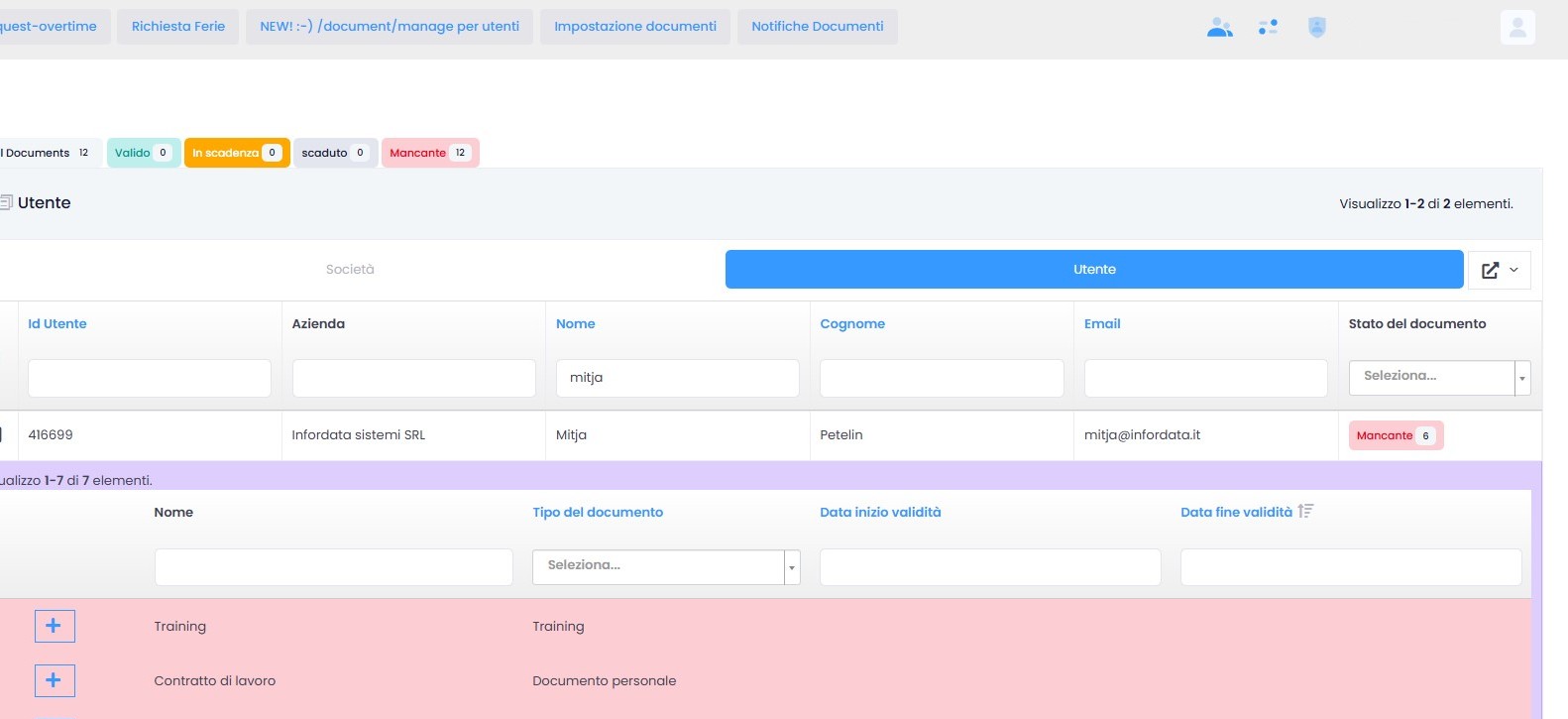 Gestione documentale dipendente